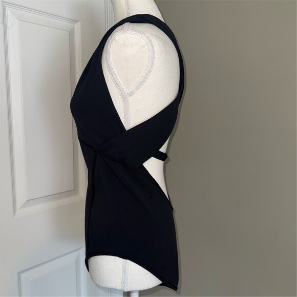Lululemon City One-Piece bodysuit Womens L/XL Black Cross Back Open Back Yoga - Picture 5 of 15